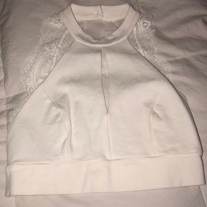 White halter crop top
